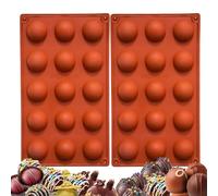 2 Pack 15 Cavities Silicone Baking Molds Semi Sphere Shape for Jelly Chocolate Cake BPA Free Non-Stick Dishwasher Safe by ENBRWAS