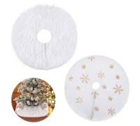 2 Pack 15 Inch Christmas Skirt, Mini Felt Tree Mat, White with Snowflake Pattern, Xmas Tiny Tree Skirts Decor (Gold+White)