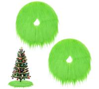 2 Pack 15 Inches Christmas Tree Skirt,Mini Lime Green Christmas Tree Skirt,Small Felt Tree Skirt,Furry Tree Mat,Xmas Tiny Skirts Decor for Xmas Party Tree Decor (Green)