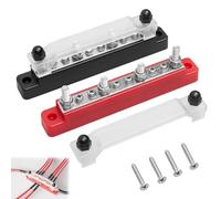 2 Pack 150A 12V Bus Bar Power Distribution Block, High Current Terminal Block with 4 M6 + 6 M4 Studs, 48V DC Busbar for Car, Boat, Caravan, RV, Solar System Wiring Management