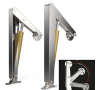 2 Pack 150N/33LBS Gas Struts, Soft Close Hydraulic Spring Hinges, Slow Down Support for Curved Round Flat Lids, Fit Toy Box, Toolbox, Cabinet, Loft Hatch & Floor Door