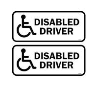 2 Pack - 15cm Disabled Driver Self Adhesive Stickers - Mobility Car, Van, Wheelchair, Disability Sign, Caution, Warning Black/White SG029
