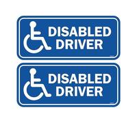 2 Pack - 15cm Disabled Driver Self Adhesive Stickers - Mobility Car, Van, Wheelchair, Disability Sign, Caution, Warning Blue SG029
