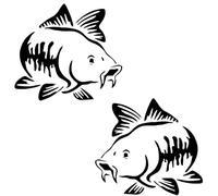 2 Pack 15x13.5cm Carp Carp Vinyl Bumper Window Sticker Car Sticker Suitable for Home, Leisure and Fishing, Indoor and Outdoor Use | #DZ94 (Black)