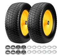 2 Pack 15x6.00-6 Flat Free Lawn Mower Tire And Wheel, Solid 15x6.00-6 Tire