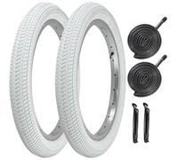 2 Pack 16/18/20 x 2.125 Bike tire White Color with Tubes and Tire Levers 16/18/20 Inch Bike tire Kids Folding Replacement Bicycle Tires Fits Most Kids Bikes and BMX Tires (16X2.125)