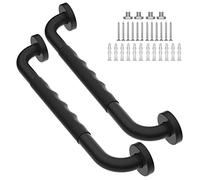 2 Pack 16 Inch Anti-Slip Shower Grab Bars w/Rubber Grip, iMomwee Stainless Steel Bathroom Wall Mount Matte Black Grab Bar Handle, Safety Balance Handrail, Handicap Elderly Senior Assist Bath Handle