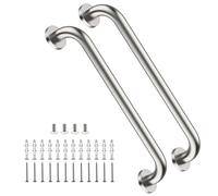 2 Pack 16 Inch Shower Grab Bar Satin Brushed Nickel, ZUEXT Stainless Steel Safety Grab Bar Handle, Bathroom Balance Bar, Safety Hand Rail Support - Handicap, Elderly, Injury, Senior Assist Bath Handle