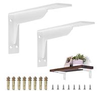 2 Pack 16 inchs Heavy Duty Industry Shelf Brackets, White L Countertop Support Brackets Steel Shelf Brackets Metal Wall Shelf Mount DIY Steel Triangle Shelf, Max Load 880 LB