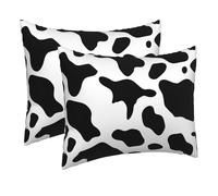 2 Pack 16 x 20 Inch Pillow Cases with Zipper, Soft Breathable Pillowcase for Hair and Skin, Black and White Cow Print Pillow Covers for Sleeping Gift Bed Pillow Case Travel Pillowcases