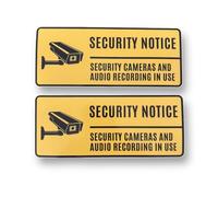 2 PACK - 160mm X 70mm SECURITY NOTICE CAMERAS ARE RECORDING Self Adhesive Stickers - Yellow/Black, CCTV, Sign, Warning, Private Property, Surveillance