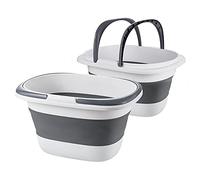 2 Pack 16L Large Collapsible Bucket with Handle for House Cleaning, Space Saving Outdoor Multiuse Foldable Water Pail for Camping,Fishing,RV