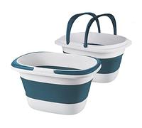 2 Pack 16L Large Collapsible Bucket with Handle for House Cleaning, Space Saving Outdoor Multiuse Foldable Water Pail for Camping, Fishing, RV