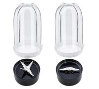 2 Pack 16OZ Tall Cups with Cross and Flat Blade Combo,Compatible for Magic Bullet,Blender Juicer 250W MB-1001,Leak-Proof,Sealed,Easy-Clean