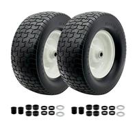 2-Pack 16x6.50-8 Flat Free Lawn Mower Tire and wheel with 3" -6'' Centered Hub, 3/4" or 5/8'' Bushing, Tire Assembly for for Lawn Mower, Garden Trailer,Lawn Tractor.