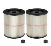 2 Pack 17816 9-17816 Red Stripe Vacuum Cartridge Filter Compatible Wet/Dry Vacuum Models 5, 6, 8, 12, and 16 32 Gal. Vacuums produced since 1988 8.5 Inches- White/Red