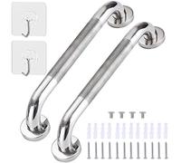2 Pack 17inch Anti Slip Shower Grab Bar Handle, Chrome Stainless Steel Bathroom Grab Bar, Knurled Bathroom Balance Bar,Safety Hand Rail Support,Handicap Elderly Senior Assist Bath Handle