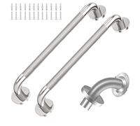 2 Pack 18 inch Shower Grab Bar with Knurled Anti-Slip Grip, ADA 500lbs Supporting, Grab Bar for Bathroom with Concealed Screws, Stainless Steel Chrome Polished Handicap Grab Bar for Christmas Gifts