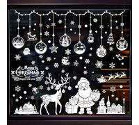(2 Pack, 18 Sheet) Tomario 404 Large Christmas Window Clings Stickers, Reusable Christmas Decal Double-Side with Snow Flakes Pattern for Xmas Window Decoration Home Office Themed Party