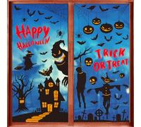 (2 Pack, 18 Sheet) Tomario Halloween Window Clings Stickers Decoration, 174Pcs Large Window Decal with Reusable Trick or Treat Scary Pattern Theme for Halloween Window Decoration Indoor Home Party