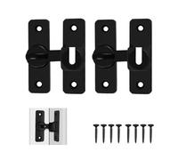 2 Pack 180 Degree Black Door Latch，90/180 Degree flip Sliding barn Door Lock for Barn,Pet,Bathroom,Outdoor,Garage,Window
