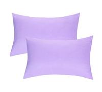 2 Pack 1800 Brushed Microfibre Pillowcase Queen Size Wrinkle, Fade, Stain Resistant, Lilac/Purple Pillowcases Covers