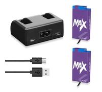 2 Pack 1860mAh Battery Replacement with LED Dual Slot Charger Kit for Gopro Max 360 ACDBD-001 ACBAT-001 Enduro Battery Charger Kit Sport Camera Accessories