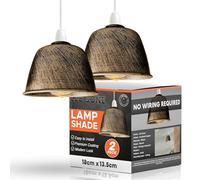 2 Pack 18cm Brushed Copper Metal Dome Easy Fit Lampshade with 4cm Top Hole Modern Retro Style Light Shade for Kitchen Lighting, Living Room Lamps, Pendant Light Replacement