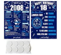 2-Pack 18th Birthday Posters for Wall Decor - UV Printed & Laminated Coming of Age Sign with 8 Damage-Free Adhesive Dots, Vintage & Modern Designs for Milestone Celebration
