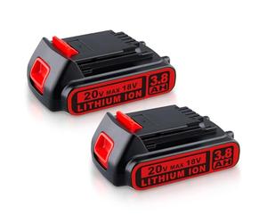 2 Pack 18V 3.8Ah Replacement Battery for Black+Decker LBXR20 Cordless Strimmer Hedge Trimmer Drill, Compatible with BL2018 LB20 LBX20 GTC1850L20 STC1820 LST201 BDCDMT120
