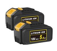 2 Pack 18V 5.0Ah Replacement Battery replace DCB200 DCB180 DCB181 DCB182 DCB201 DCB200 Compatible with Dewalt 18V Series Cordless Power Tools 18V 5.0Ah Replacement Battery Compatible with DEWALT DCB20