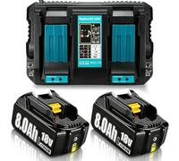 2-Pack 18V 8.0Ah Lithium Ion Replacement for Makita 18v Batteries with DC18RD Charger Compatible with Makita Battery Cordless Power Tools, Fits BL1860 BL1860B BL1850 BL1840 BL1830 DC18RD DC18RA DC18RC