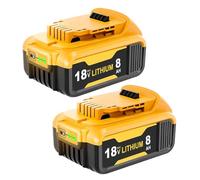 2 Pack 18V 8.0Ah Replacement for Dewalt Battery Compatible with Dewalt 18V Battery Lithium-Ion DCB184 DCB182 DCB181 DCB180 DCB200 DCB201 DCB204 Cordless Tools, with LED indicator (yellow)