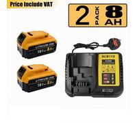 2 Pack 18V 8.0Ah Replacment Battery With Charger Compatible With Dewalt