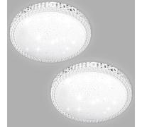 2-Pack 18W LED Ceiling Lights, 6500K Round Bathroom Lights, 1250LM Flush Ceiling Light, 180 degree lighting, size 29*7.2cm, Acrylic starlight lampshade, ceiling light for Home, living room, bedroom