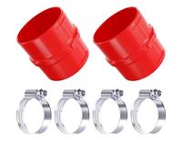 2 Pack 19mm Straight Hose Connector + 4 Worm Drive Clips Red | ABS, made in the UK | Zinc plated steel clamps included | 75mm long with centre collar | Max +50°C | Matte finish