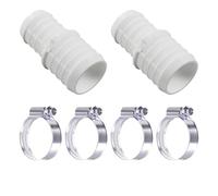 2 Pack 19mm to 13mm Straight Hose Reducer + 4 Worm Drive Clips White | ABS, made in the UK | Zinc plated steel clamps included | 75mm long, ribbed grip both ends | -20°C to +105°C | 2mm wall
