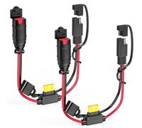 2-Pack 1FT SAE Extension Cord Compatible with NOCO Genius Smart Battery Chargers, 14AWG Heavy Duty SAE Connector Cable, 20A Fuse Waterproof Plug for Motorcycle/ATV/UTV/Auto, Tool-Free