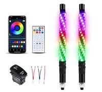 2 Pack 1FT Whip Lights with Spring Base, LED Whip Light with App & Remote Control, Spiral RGB Chasing Lighted Whips with Rocker Switch, Music Whip Light for UTV ATV