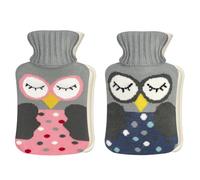 2-Pack 1l Large Rubber do Water Bottles with Adorable Penguin Patterned Covers for Pain Relief, Cramps, and/Cold