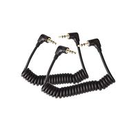 2-Pack 1m Mini Coiled 90 Degree 1/8" 3.5mm TRS Jack Male to Male Stereo Aux Audio Coiled Cord (Stretched Up to 1m)