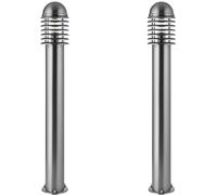 Loops 2 PACK 1m Outdoor Post Bollard Light Polished Steel Vandal Proof Pathway Lamp in Metallics Loops Metallics