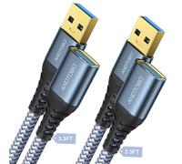 2 Pack-1M USB Extension Cable, USB 3.0 Type A Male to Female Extender Cables High-Speed Data Transfer 5Gbps Compatible with Gamepad, Printer, Webcam, USB Keyboard, Flash Drive, Hard Drive, Ect.