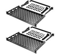 2-Pack 1U Rack Shelf,19 inch Rack Shelf,Universal Vented Rack Mount-10 inch | Universal Rack Mount Trayfor 19-inch Network Cabinet or Equipment Rack,Perforated airflow, with anti slip fixing bracket