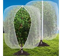 2 Pack 2.4X2.4M Insect Netting Bag with Zipper and Drawstring,Insect Bird Barrier netting Mesh Fruits Tree Blueberry Bush Netting Cover Bag,Garden Bug Netting Plant Cover for Protect Plant Fruits