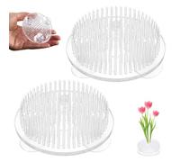 2-Pack 2.76-Inch Clear Flower Frog with Suction Base & Clear Plastic Pin | Lightweight Floral Holder for Ikebana, Weddings & Home Decor | Floristry Supplies for Secure Stem Arrangements (7cm x 2.2cm)