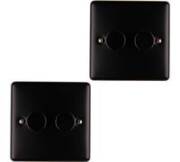 2 PACK 2 Gang 400W LED 2 Way Rotary Dimmer Switch MATT BLACK Dimming Light
