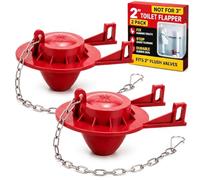 2 Pack 2-Inch Universal Toilet Flapper Replacement Kit - Fits Kohler, Toto, American Standard - High Performance Water-Saving Toilet Tank Flapper with Stainless Chain & Hook, Easy to Install Red