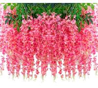2 Pack 20 Branches Wisteria Hanging Flowers 6 Feet Artificial White Wisteria Vine Silk Flowers Garland for Wedding Arch Party Garden Home Decor (Pink)