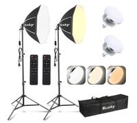 2 Pack 20 Inch Light Box Lighting Kits | 85W Dimmable LED Bulbs 3000-6500K, Remote Control, 63" Tripod, Studio Portrait Video Recording